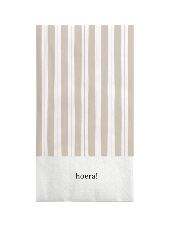 Zusss servetten rechthoek streep hoera - zand/rood