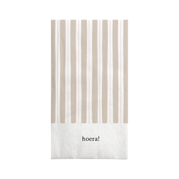 Zusss servetten rechthoek streep hoera - zand/rood