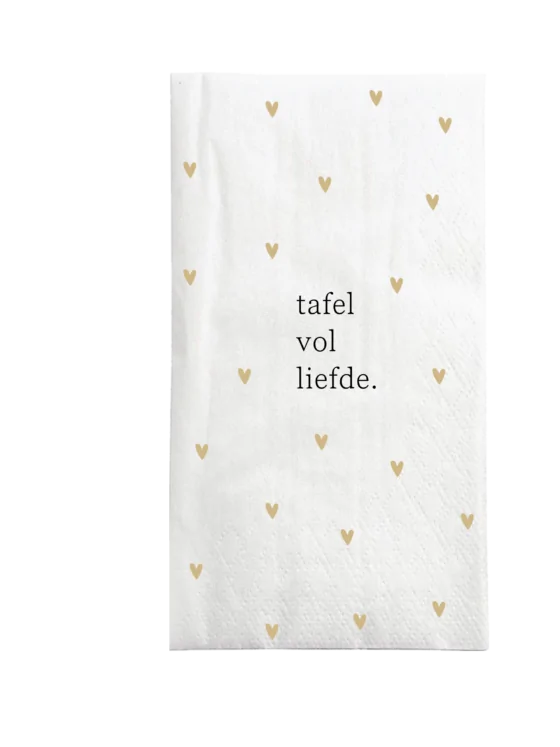 Zusss servetten rechthoek hartjes tafel vol liefde - wit/oker