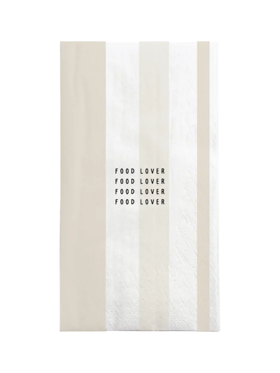 Zusss servetten rechthoek streep food lover - wit/zand