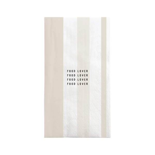 Zusss servetten rechthoek streep food lover - wit/zand