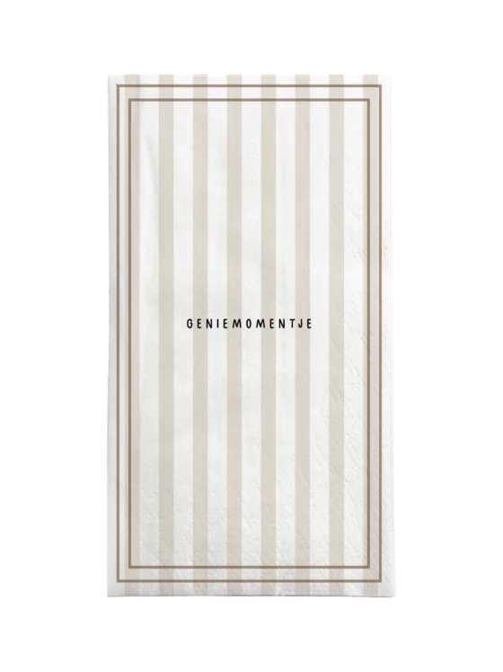 Zusss servetten rechthoek streep Genietmomentje - wit/zand/bruin