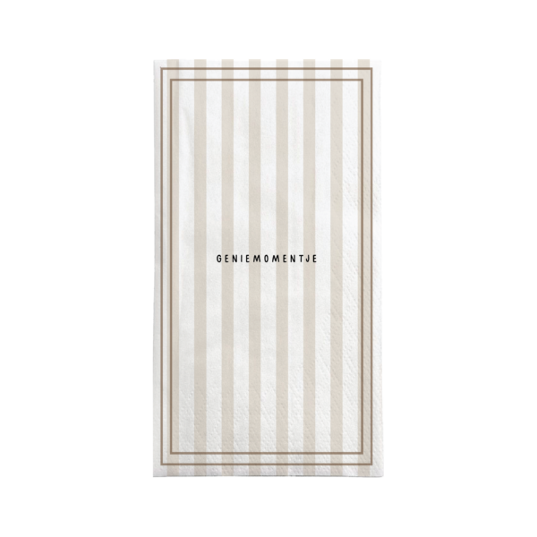 Zusss servetten rechthoek streep Genietmomentje - wit/zand/bruin