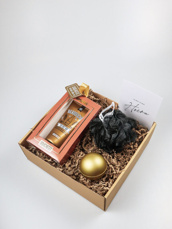 Cadeaupakket man – Sop met Hop douchegel, spons & stressbal