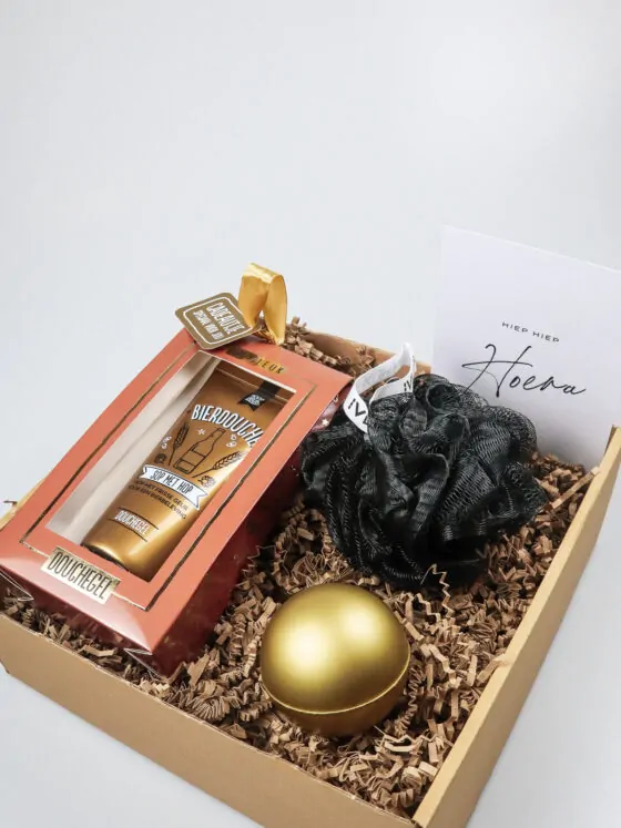 Cadeaupakket man – Sop met Hop douchegel, spons & stressbal