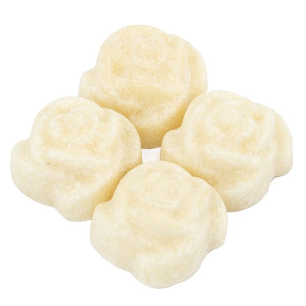 Amberblokjes in organza zakje – 4x Roos Silk – Crème