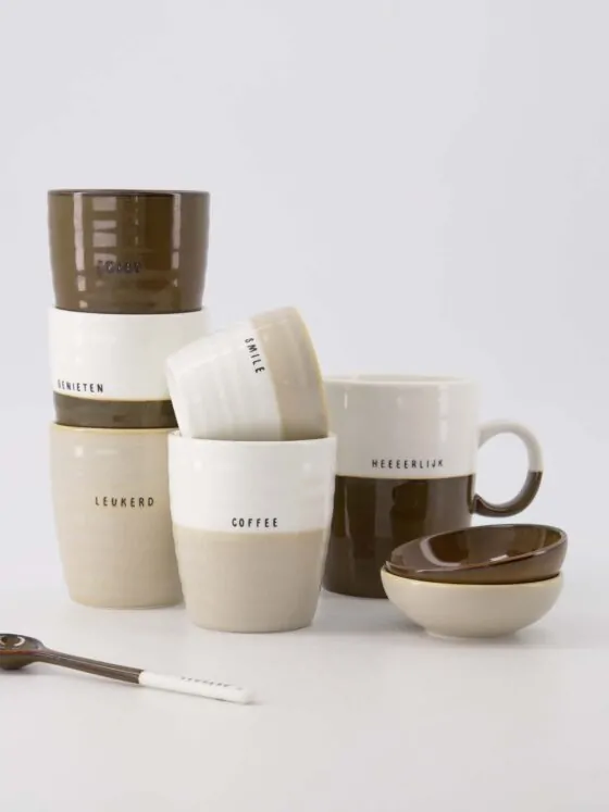 Zusss Espressomok Smile - Wit/Zand