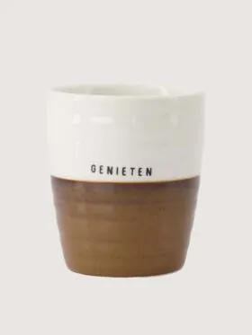 Zusss koffiemok Genieten - Wit/Bruin