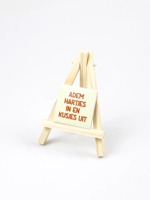 Magneet tegeltje - Adem hartjes in en kusjes uit (Excl. houten ezel)