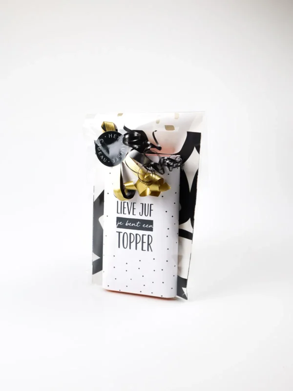 Tony Chocolonely chocoladereep cadeautje - Lieve juf je bent een topper