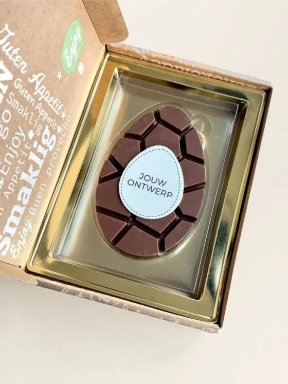 Chocolade paasei melk - In verzenddoos | Eigen logo