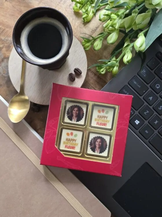 Chocoladeblokjes eigen logo - geschenkdoos 4 stuks