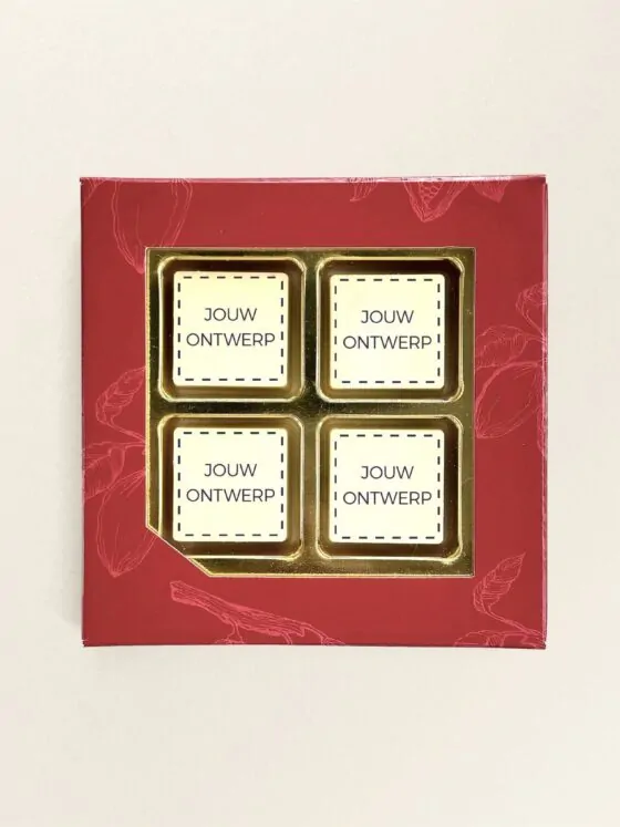Chocoladeblokjes eigen logo - geschenkdoos 4 stuks