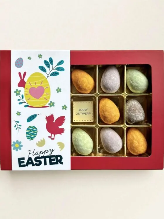 Chocolade gevulde paaseitjes eigen logo - luxe geschenkdoos