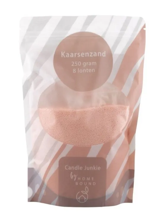 Kaarsenzand zachtroze 250gr met 8 lonten
