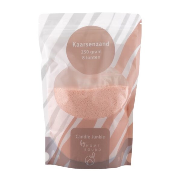 Kaarsenzand zachtroze 250gr met 8 lonten