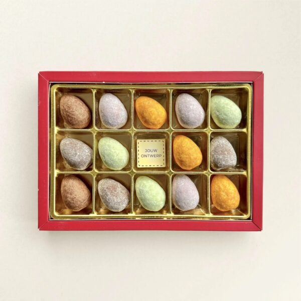 Chocolade gevulde paaseitjes eigen logo - luxe geschenkdoos Chocolade gevulde paaseitjes eigen logo - luxe geschenkdoos
