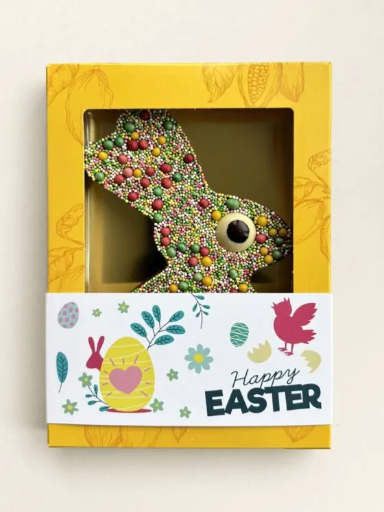 Chocolade paashaas - melk/discodip in geschenkdoos