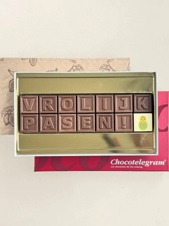 ChocoTelegram Vrolijk Pasen - melk/wit chocolade
