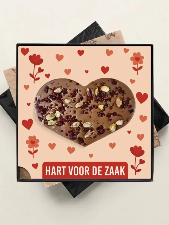 Chocolade hart voor de zaak luxe notenmix - geschenkdoos