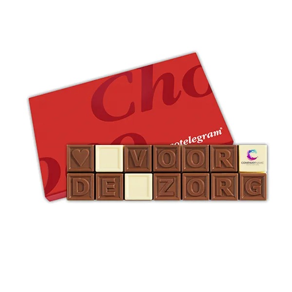 ChocoTelegram Hart voor de zorg eigen logo - Geschenkdoos
