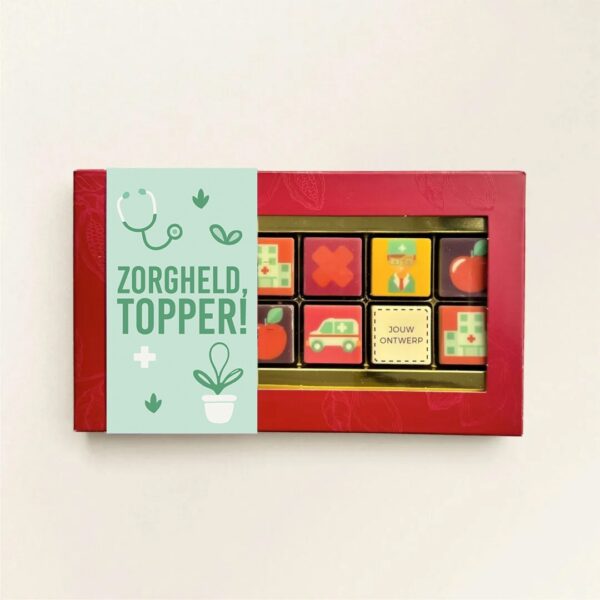 Chocoladeblokjes Dag van de zorg eigen logo - geschenkdoos