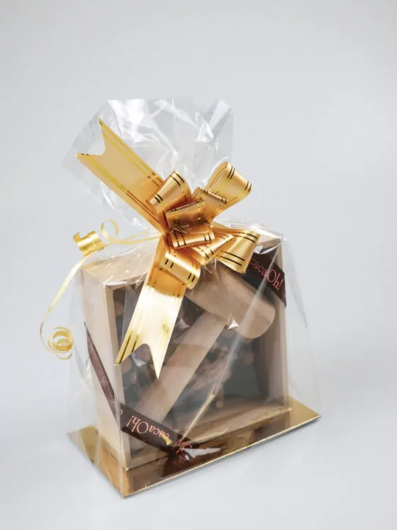 Luxe cadeauzak chocolade hamerbox - CacaOh! melk hazelnoot