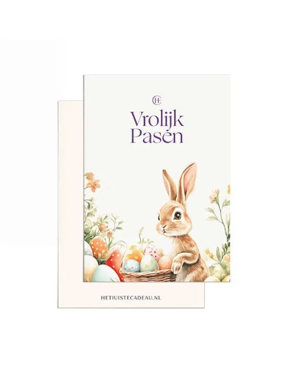 A7 kaartje Vrolijk Pasen met haas
