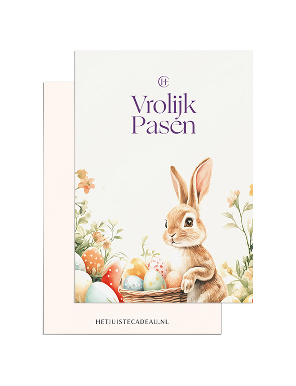 Ansichtkaart Vrolijk Pasen met haas Ansichtkaart Vrolijk Pasen met haas