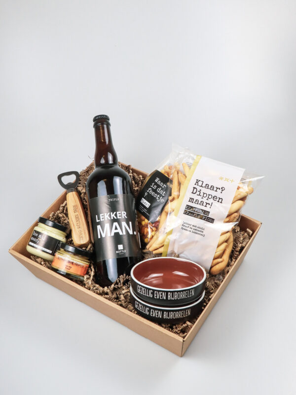 Cadeauschaal Lekker Man met speciaalbier en hapjes
