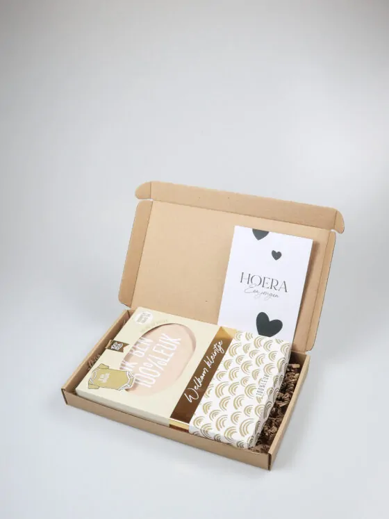 Brievenbus kraamcadeau jongen - met rompertje “Ik ben 100% leuk”