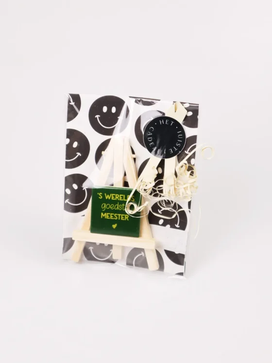 Meester cadeau - Magneet tegeltje met standaard